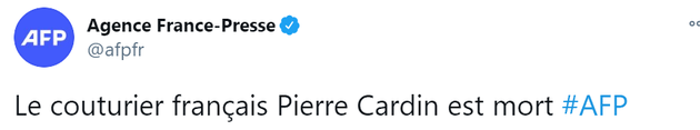 法国著名时装设计师皮尔·卡丹去世 终年98岁